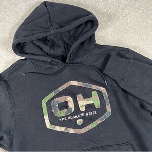 Ohio The Buckeye State Camo Textured Hoodie Sweatshirt State of Mine men's small